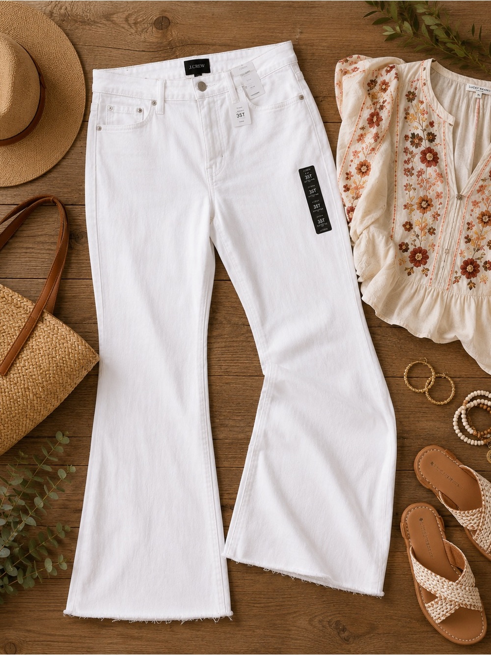 J.Crew NWT Curvy Plus Size 20 White Flare Jeans | Tall high Rise Denim